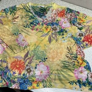 Concepts Yellow Floral Spring 1/4 Sleeve Women's M Casual Cottage Core Bling